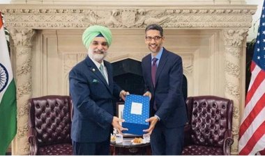 America: Google CEO Sundar Pichai arrives at Indian Embassy for the first time, discusses India's digital future with Ambassador