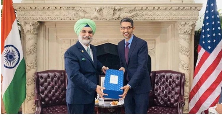 America: Google CEO Sundar Pichai arrives at Indian Embassy for the first time, discusses India's digital future with Ambassador
