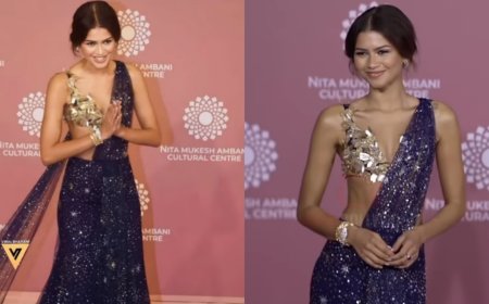 Hollywood actress Zendaya wears saree greets people with 'Namaste' in Mumbai at  NMACC, pics and video surface