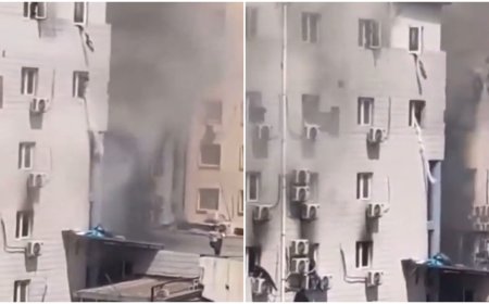 Video: Massive fire breaks out in Chinese hospital, people seen hanging from AC on windows to save themselves, many jumped