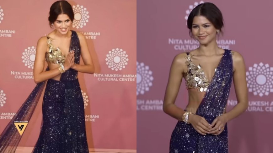 Hollywood actress Zendaya wears saree greets people with 'Namaste' in Mumbai at  NMACC, pics and video surface