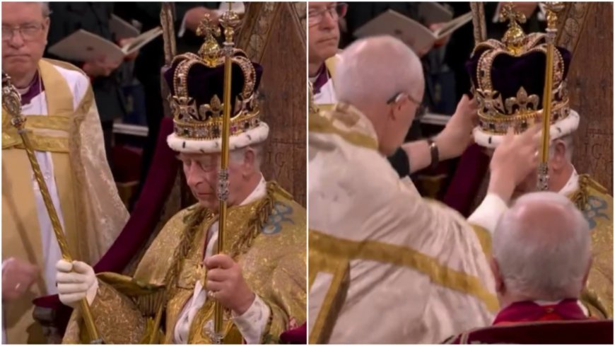 king Charles Coronation: Charles III Crowned king  at ceremony in London; Crowds gathered at Westminster Abbey