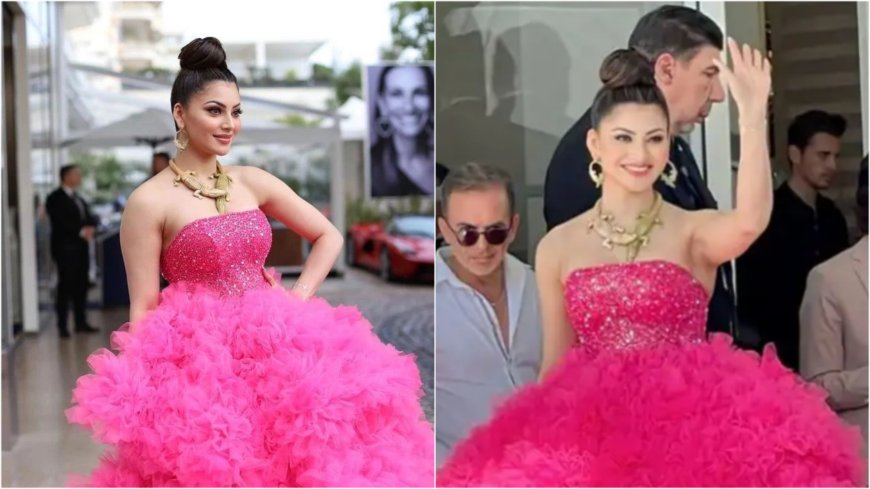 Urvashi Rautela turns up at Cannes 2023 in tulle gown and 'Crocodile Necklace', users said - now i understand what Rishabh Pant....