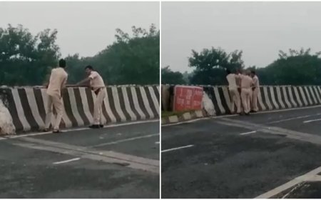 Inhuman face of Bihar Police, video of throwing dead body in canal is going viral rapidly; the constable fell upon