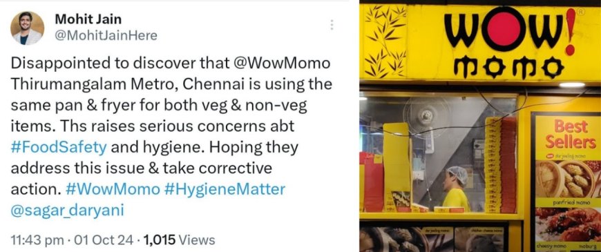 Chennai Diner Mohit Jain Raises Alarm Over Food Preparation Practices at Wow Momo: Concerns for Vegetarian Standards