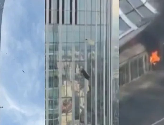 Car-sized aircraft crashes into Beijing's tallest building; police seal off the area.